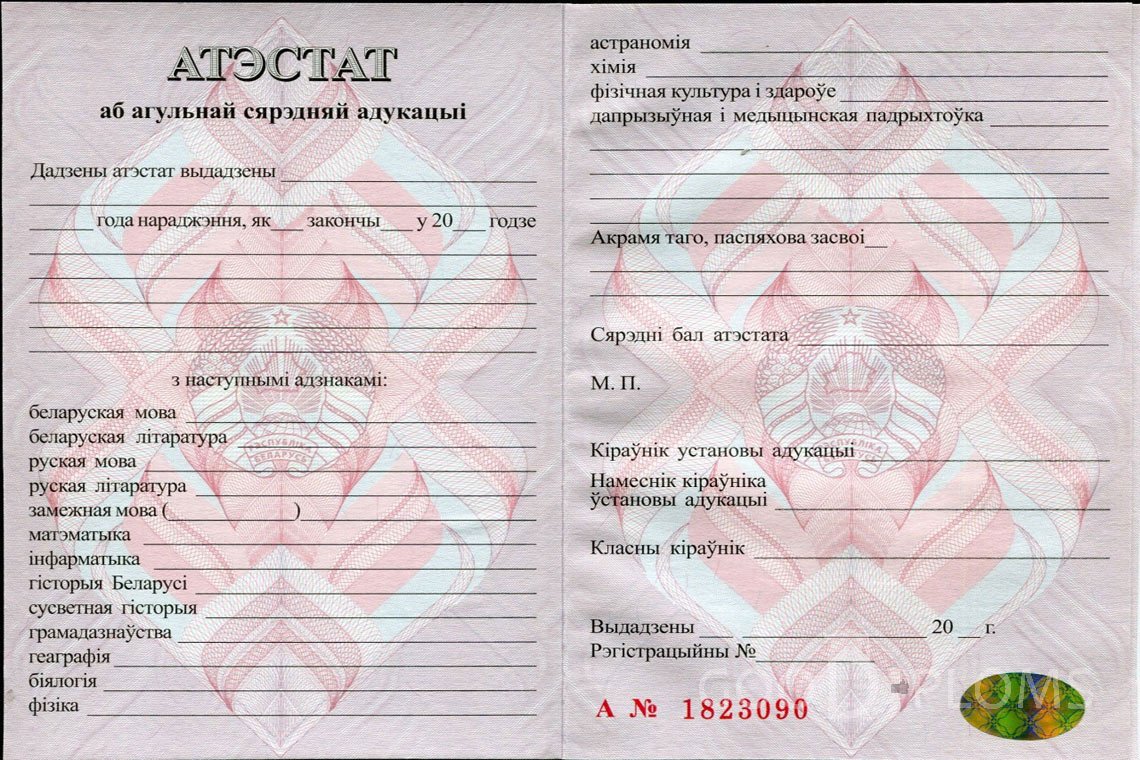 Белорусский аттестат за 11 класс - Омск